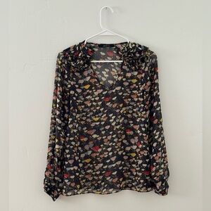 Ark & Co. Black Leaf Pattern Blouse